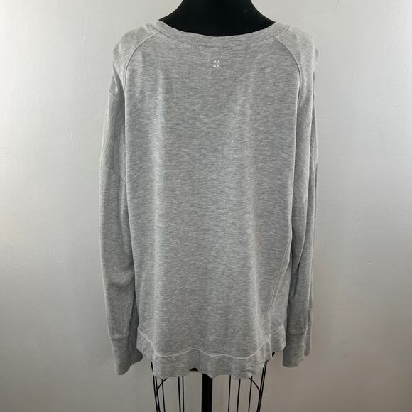 Sweaty Betty Gray Sweater Round Neck Long Sleeve Side Slit Size X-Large XL - Picture 5 of 9